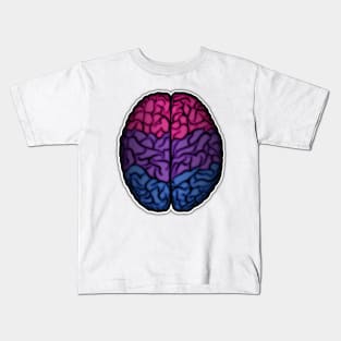 Large Bisexual Pride Flag Colored Brain Vector Kids T-Shirt